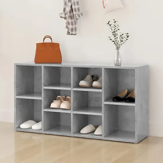 Darion Shoe Storage Bench with 10 Shelves - Concrete Effect image