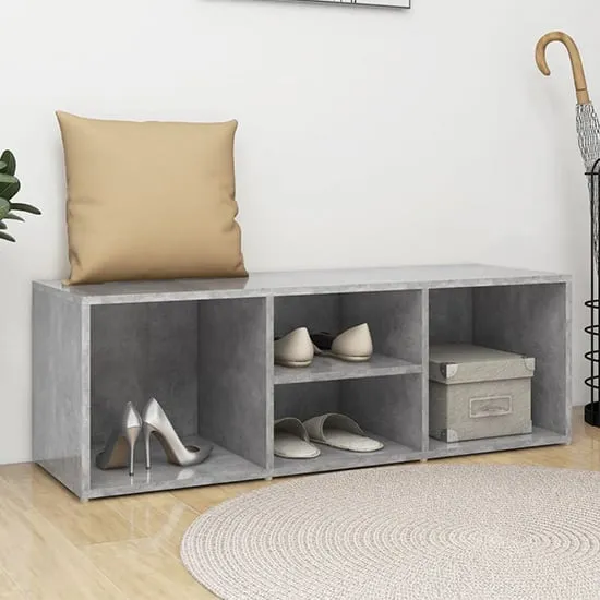 Darion Shoe Storage Bench with 4 Shelves - Concrete Effect