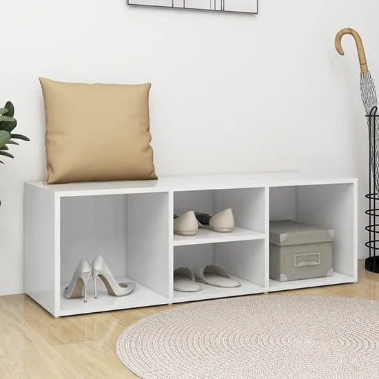 Darion Shoe Storage Bench with 4 Shelves - White
