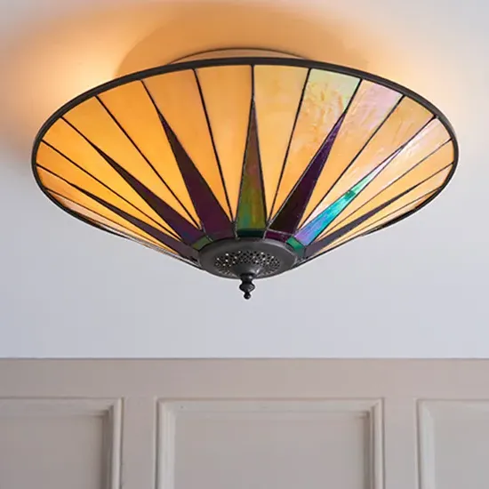 Dark Star 2 Light Glass Flush Ceiling Light - Dark Bronze