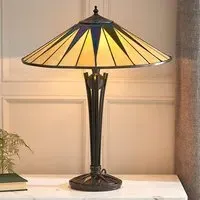 Dark Star 2 Lights Tiffany Glass Table Lamp - Dark Bronze