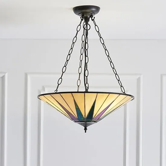 Dark Star 3-Light Pendant Light - Dark Bronze, Tiffany Glass image