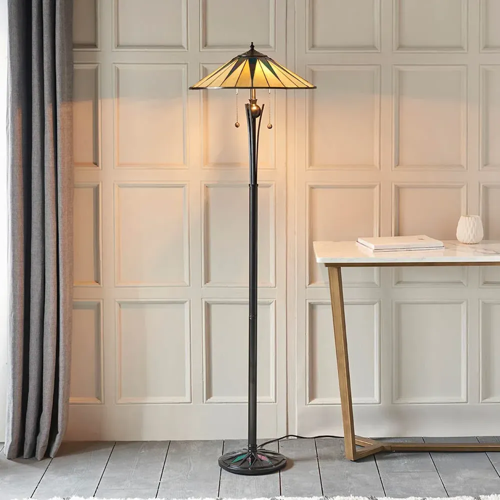 Dark Star Tiffany Floor Lamp - Cream, Glass image