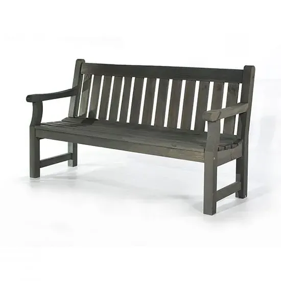 Darko 3-Seater Garden Bench with Arms - Dark Grey, Pine