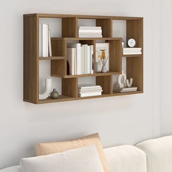 Darko Rectangular Wall Shelf - Brown Oak, Engineered Wood image