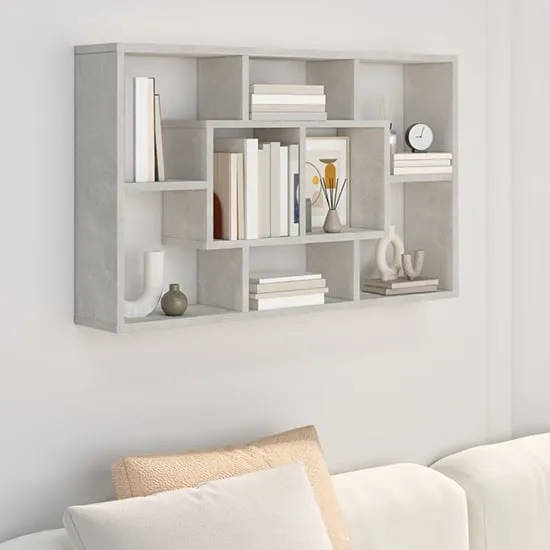 Darko Rectangular Wall Shelf - Concrete Effect, Engineered Wood