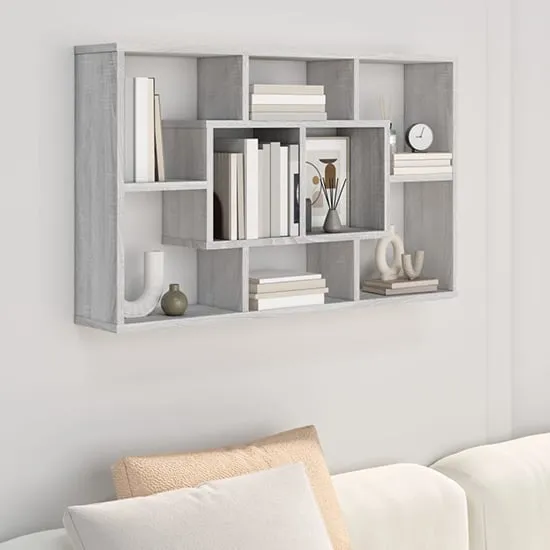 Darko Rectangular Wall Shelf - Grey, Engineered Wood