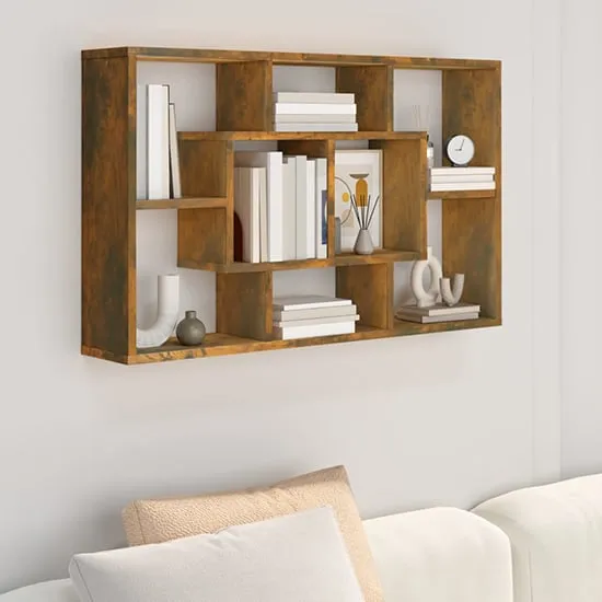 Darko Rectangular Wall Shelf - Smoked Oak, Engineered Wood