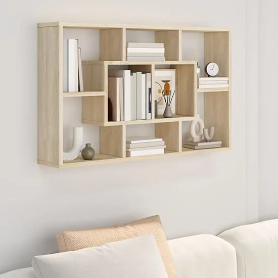 Darko Rectangular Wall Shelf - Sonoma Oak, Engineered Wood