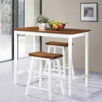 Darla Bar Table with 2 Bar Stools - Brown, White alternate view