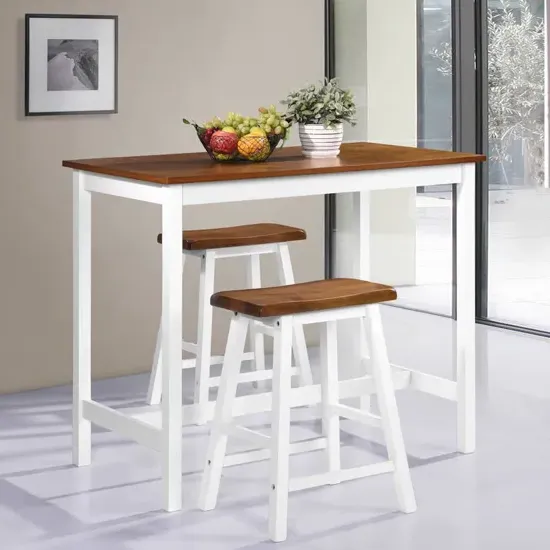 Darla Bar Table with 2 Bar Stools - Brown, White product
