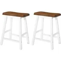 Darla Outdoor Wooden Bar Stool Pair - Brown, White