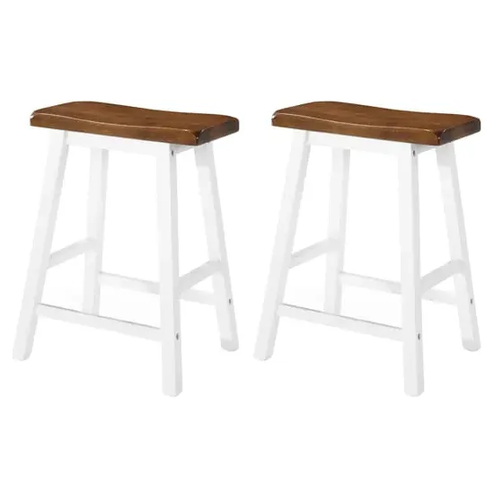 Darla Outdoor Wooden Bar Stool Pair - Brown, White image
