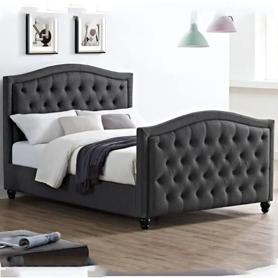 Darsha Double Bed Frame - Grey, Linen
