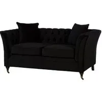 Dartford 2-Seater Sofa with Button Tufting - Black, Velvet