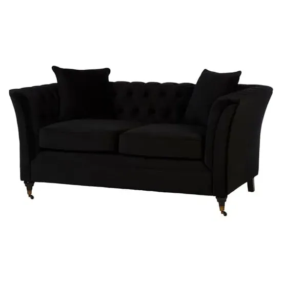 Dartford 2-Seater Sofa with Button Tufting - Black, Velvet image