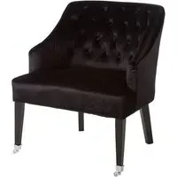 Darwo Upholstered Armchair with Casters - Black, Velvet