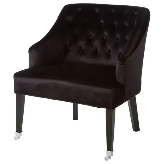 Darwo Upholstered Armchair with Casters - Black, Velvet image