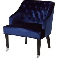 Darwo Upholstered Armchair with Casters - Blue, Velvet