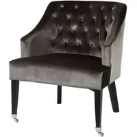 Darwo Upholstered Armchair with Casters - Grey, Velvet
