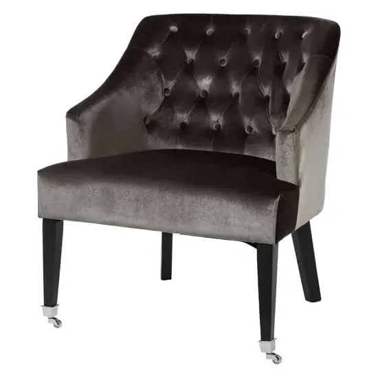 Darwo Upholstered Armchair with Casters - Grey, Velvet