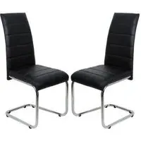 Daryl Dining Chairs with Chrome Legs - Black, Faux Leather