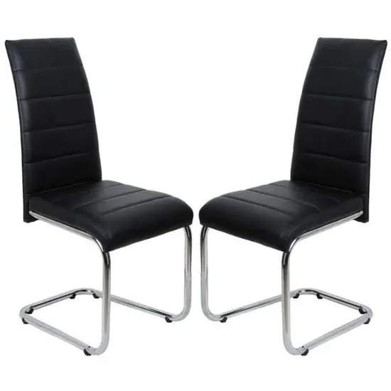 Daryl Dining Chairs with Chrome Legs - Black, Faux Leather image