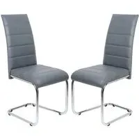 Daryl Dining Chairs with Chrome Legs - Grey, Faux Leather