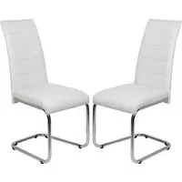 Daryl Dining Chairs with Chrome Legs - White, Faux Leather