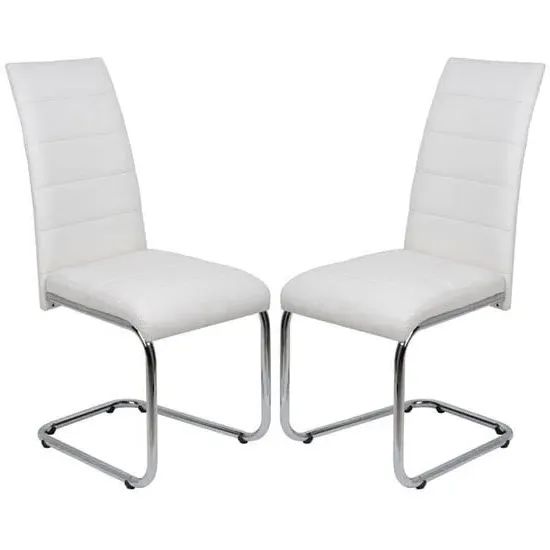 Daryl Dining Chairs with Chrome Legs - White, Faux Leather