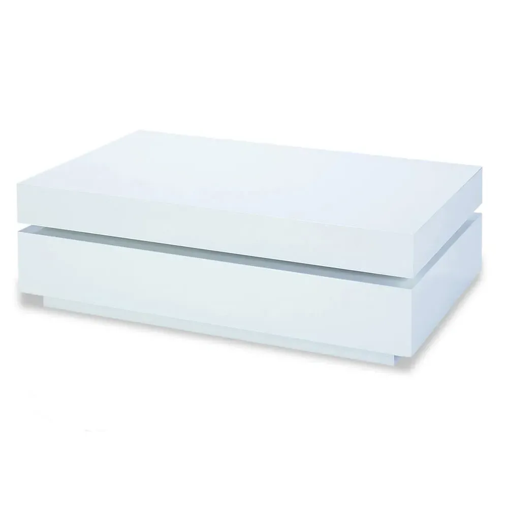 Daryl Rectangular Coffee Table - White, High Gloss