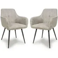 Davidson Dining Chairs with Armrests - Mink, Fabric