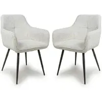 Davidson Dining Chairs with Armrests - White, Fabric