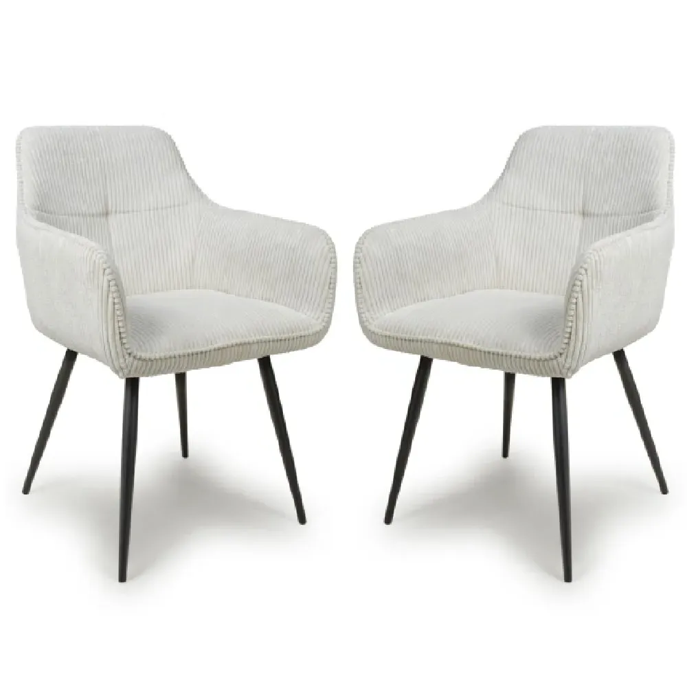 Davidson Dining Chairs with Armrests - White, Fabric