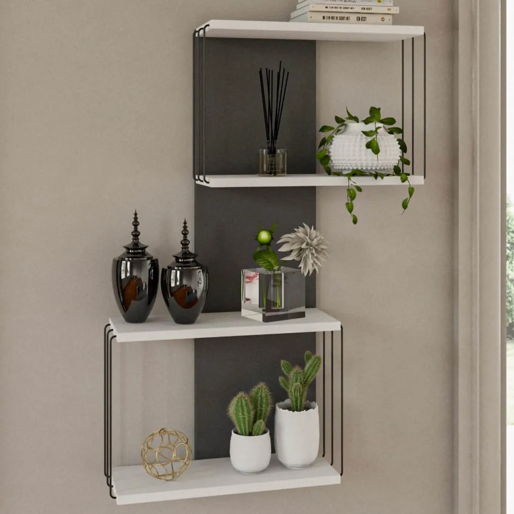 Davinoir Wall Hung Shelving Unit 3 Shelves - Grey, White product