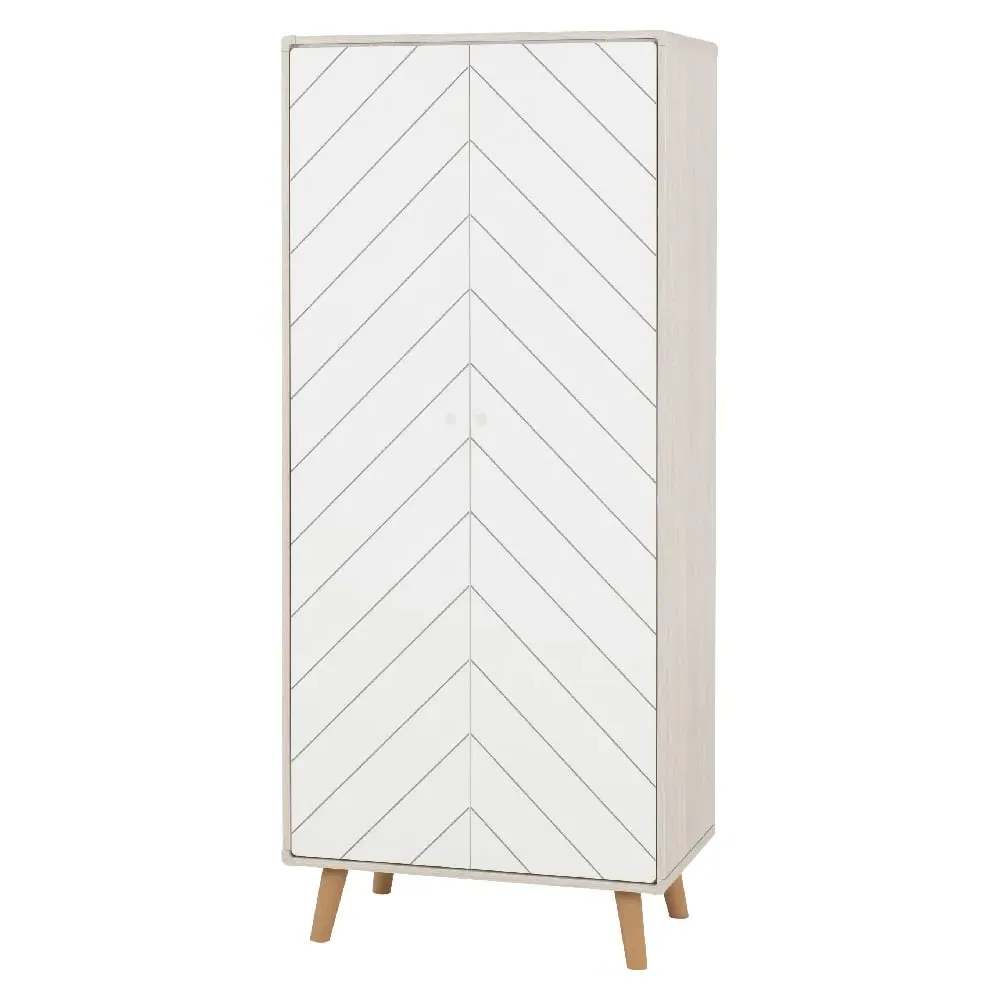 Davis 2-Door Wardrobe - Dusty Grey, White