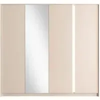 Davis 4 Door Mirrored Wardrobe with LED - Beige