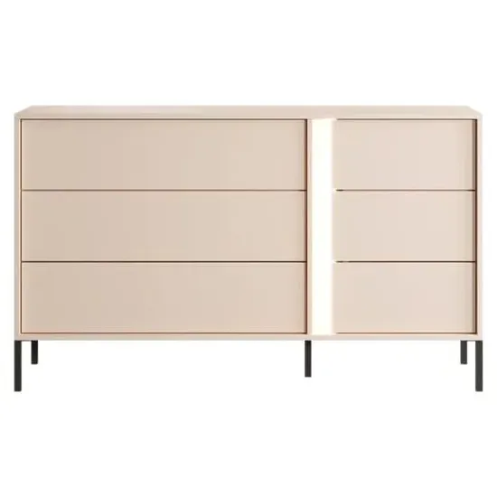 Davis Chest of 6 Drawers with LED - Beige