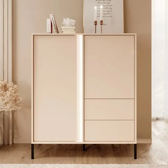 Davis Highboard with 2 Doors 2 Drawers - Beige