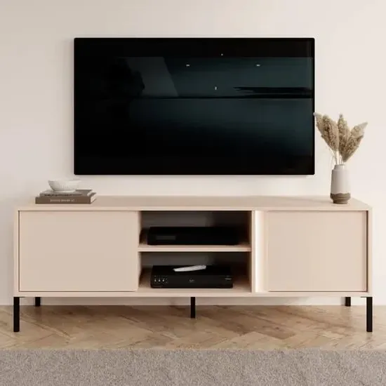 Davis TV Stand with 2 Doors and LED - Beige
