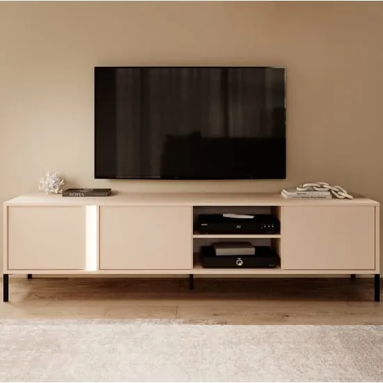 Davis TV Stand with 3 Doors and LED - Beige
