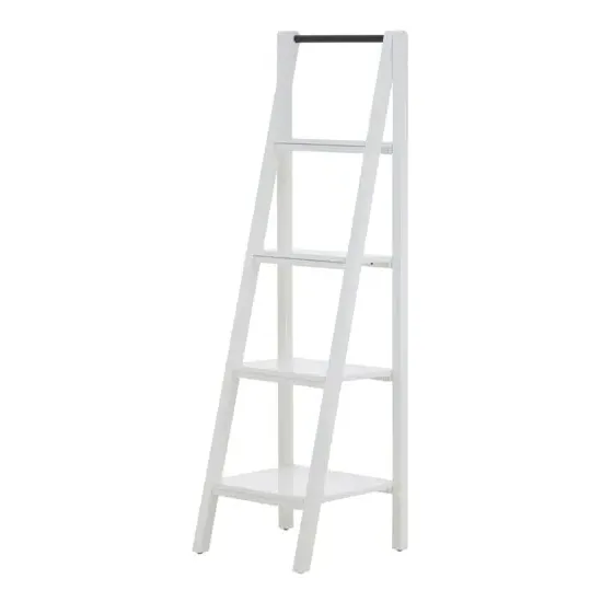 Davoca 4 Tier Ladder Shelving Unit - White, Alder Wood image