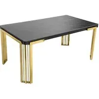Davos Coffee Table with Gold Frame - Black, Sintered Stone