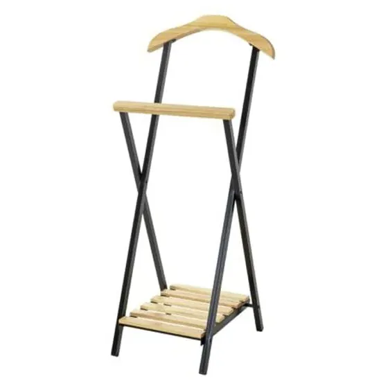 Davos Solid Wood Valet Stand - Natural, Black