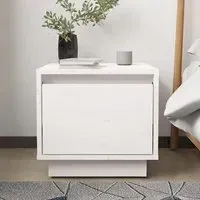 Dawes Bedside Cabinet with Drawer - White, Pinewood