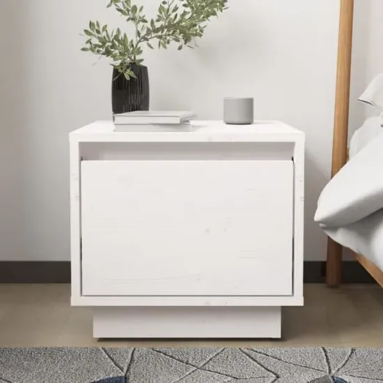 Dawes Bedside Cabinet with Drawer - White, Pinewood