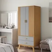 Dawlish 2-Door Wardrobe with Drawers - Grey, Pine