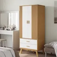 Dawlish 2-Door Wardrobe with Drawers - White, Pine