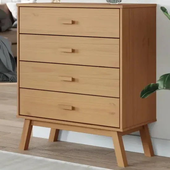 Dawlish 4-Drawer Chest of Drawers - Brown, Pinewood image