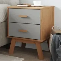 Dawlish Bedside Cabinet with 2 Drawers - Grey, Pinewood